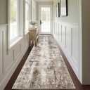 Capslpad 2x12 Brown Abstract Hallway Runner, Ultra Soft Fabric Washable Runner Rug, Non-Slip Rubber Backing, Stain Resistant Low Pile Runners for Hallways, Kitchen, Entryway, Bedroom, Laundry