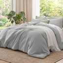 Bedsure Queen Comforter Set Prewashed Soft Bedding 3Pcs Silver Grey 90"x90"