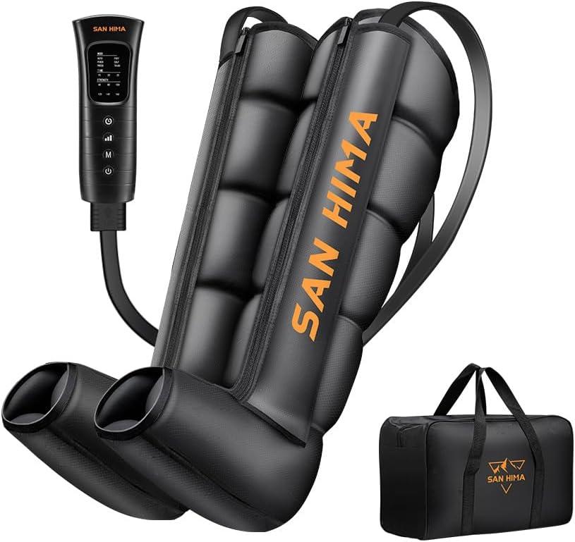 SAN HIMA Air Compression Leg Massager - Sequential Full Leg Compression Boots for Circulation & Pain Relief | 6 Modes 6 Intensity Recovery Boots for Athletes - Feet, Calves & Thighs (Large)