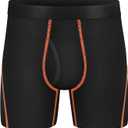 Men's Viscose Boxer Briefs Performance Breathable Comfy Silk Waistband 6 Boxer Briefs Fly 5Pack (Black, S)