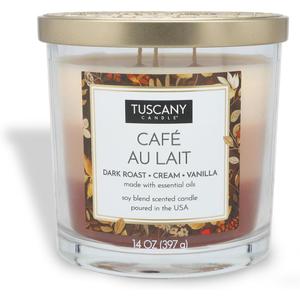 Tuscany Candle Caf Au Lait Long-Lasting Scented Jar Candle, 14 oz