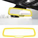 Rear View Mirror Cover Trim Frame Interior Decoration Accessories for Dodge RAM 2010-2017,for Dodge Challenger 2015-2022,for Dodge Charger 2010-2022,Yellow