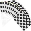 MIDELONG Checkered Black and White Racing Stick Flag Small Mini Hand Held Race Car Flags for Room Race Car Birthday Party Decorations, Pack of 10