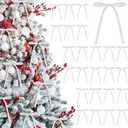 24 Pcs Velvet Christmas Bows 5 x 7 Inch Rustic Velvet Small Ribbon Gift Bow for Xmas Tree Ornaments DIY Craft Wreaths Garlands Indoor Outdoor Home Decorations (White)