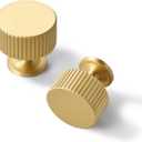 Brushed Gold Kitchen Cabinet Knob - Solid Brass Dresser Drawer Knob 6 Pack, Brass Handles for Bathroom Bedroom Closet Wardrobe,Furniture Hardware pulls