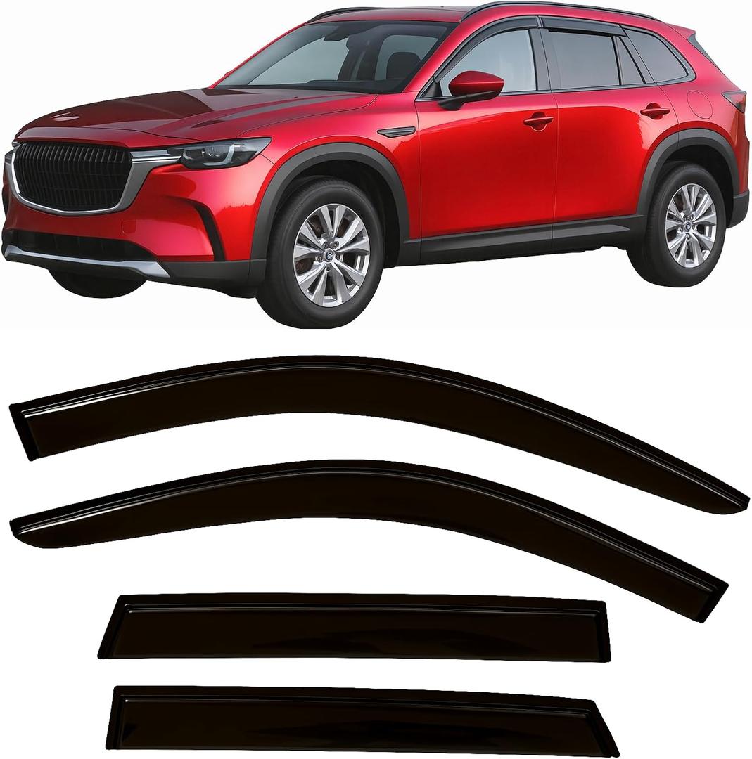 2024-2026 Tape-On Rain Guards for Mazda CX-90 & CX-70 Side Window Visor Deflectors Turbo S Select Preferred Plus Premium Tinted Vent Shades CX90 CX70 2025