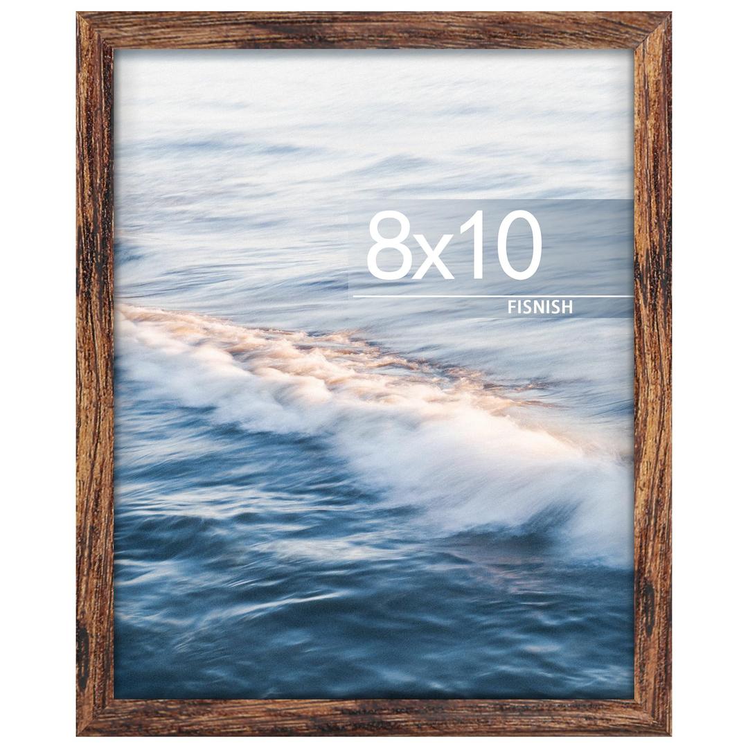 2 8x10 Picture Frame, for Tabletop Display, Horizontal or Vertical Wall Mounting, Brown