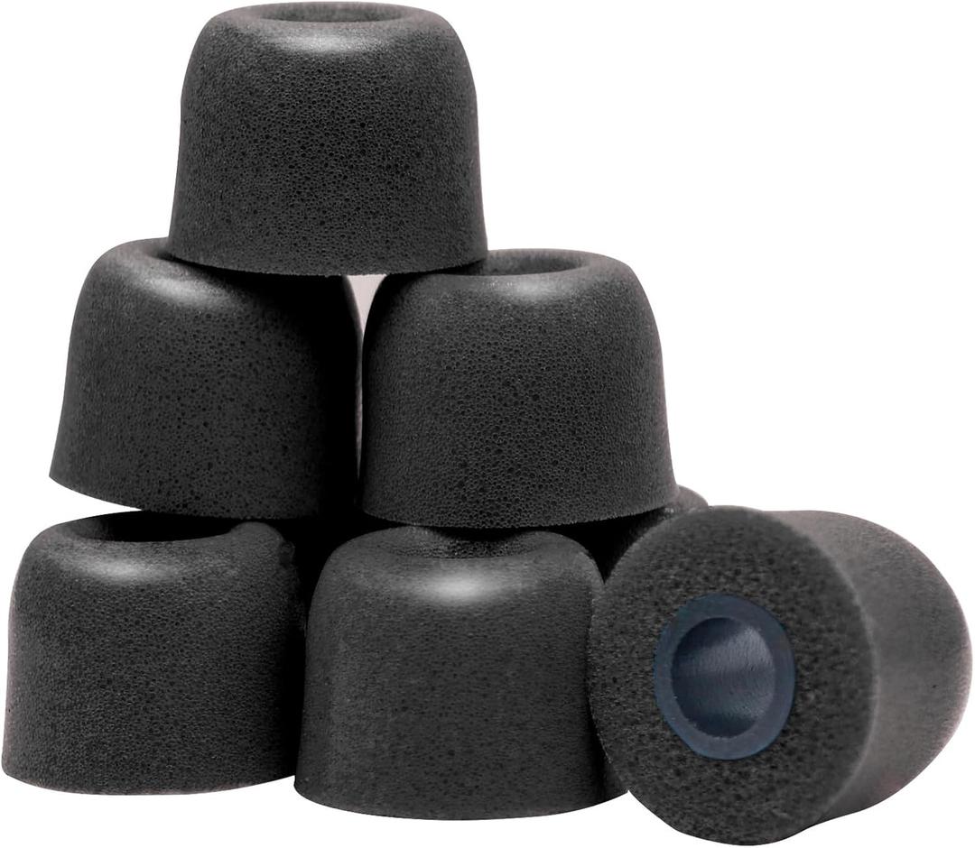 Klowcok Memory Foam Replacement Earbud Tips for KZ ZS10 Pro X ZSN, Sennheiser IE 200, TV Headset, IEM Earphones, in Ear Headphone Tips. 3 Pairs-Small/Medium/Large, Black