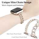 Slim Metal band Compatible with Apple Watch Bands for Women 38mm 40mm 41mm 42mm 44mm 45mm 46mm, Dressy Designer Strap Single Chain Wristband Thin iWatch Bands for Series 11 SE 10 9 8 7 6 5 4
