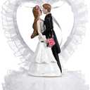 Abaodam Bride and Groom Cake Topper, Romantic Wedding Couple Figurine Heart Design for Wedding Cake, Engagement Party, Bridal Shower, Anniversary Dessert Table Decor