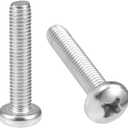 uxcell M8x40mm Machine Screws Pan Phillips Cross Head Screw 304 Stainless Steel Fasteners Bolts 10Pcs