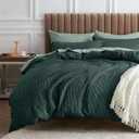 Bedsure Waffle Comforter Set King, Forest Green Soft Cotton Bedding, Waffle Weave Bed Set, 3 Pieces, 1 Comforter (104"x90") and 2 Pillow Shams, Premium Cotton Cover with Polyester Fill for All Seasons (03 - Forest Green)