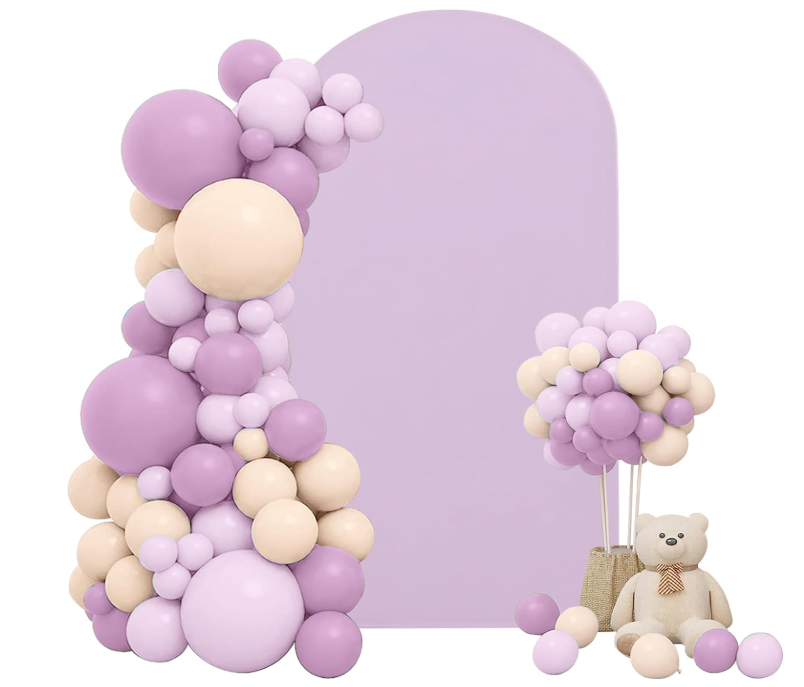 7.2FT Spandex Fitted Wedding Arch Cover Round Top Stand Covers Double Side Chiara Cover Backdrop Cover for Wedding Birthday Party Ceremony Baby Shower Decoration(Lavender)