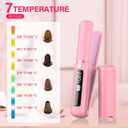 Cordless Hair Straightener and Curler 2 in 1, Mini, Lightweight and Small,USB Rechargeable with 4500mAh Battery, 10s Fast Heating, Portable Ceramic Flat Iron for Travel (Pink)