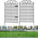 10 Panels No Dig Tall Garden Fence with Gate  44" H X 23.6' L Rustproof Metal Dog Fence Outdoor for Yard, Decorative Animal Barrier Fence for Pet, Garden Border, Patio, Flower | Temporary Fencing