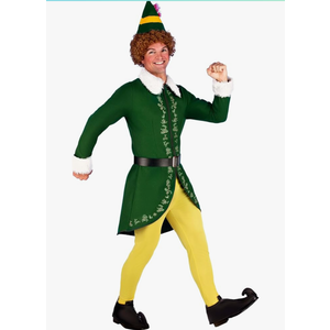 Authentic Buddy The Elf Costume for Adults, Elf Movie Outfit for Men, Christmas Cosplay Holiday Dress-Up, L