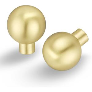Lardmon 10 Pack Brushed Gold Cabinet Knobs Drawer Knobs 1 Inch(25mm) Diameter Modern Single Hole Cabinet Pulls Solid Kitchen Knobs Cabinet Handles Heavy Duty Kitchen Hardware for Dresser