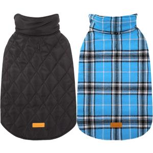 Kuoser Waterproof Dog Coat, Reversible Dog Jacket for Small Dogs, Adjustable Durable Doggie Winter Coat Warm Cozy Puppy Cold Weather Apparel from Small to Large Breed, Blue S (Small (Pack of 1))