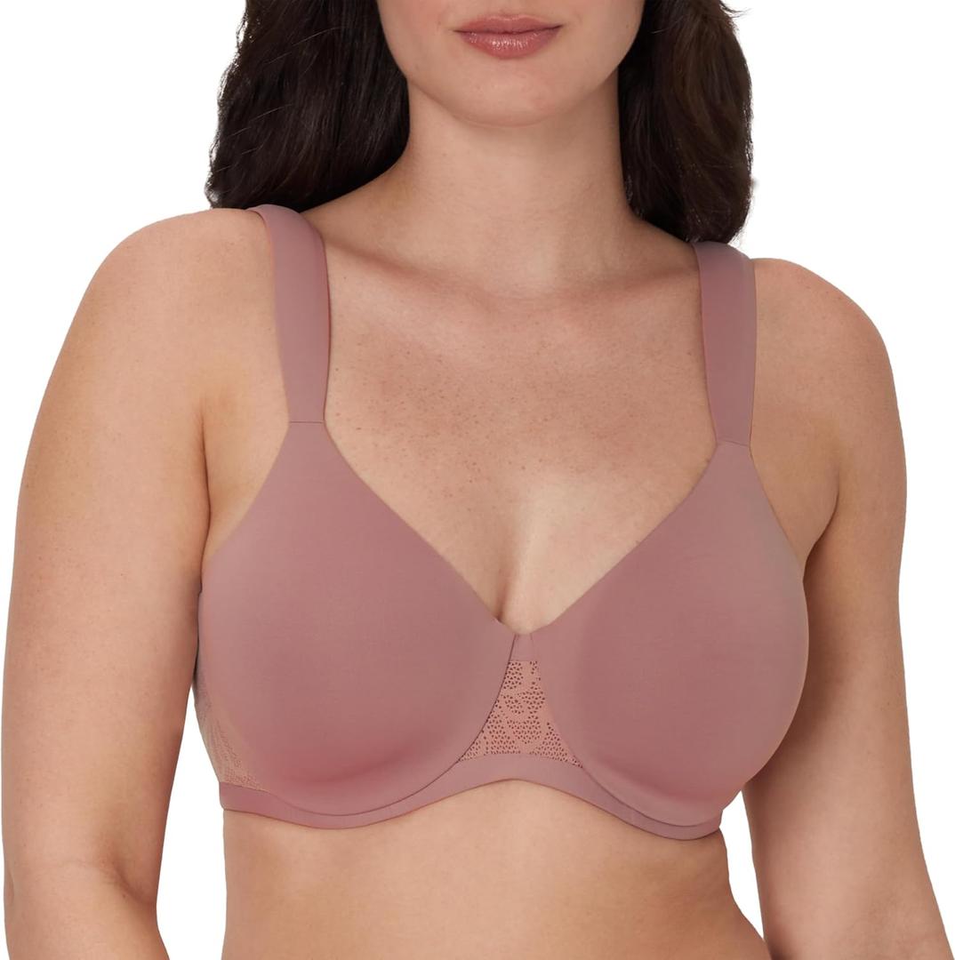 Bali Women's Underwire Lace Bra, Our Coolest Smoothing T-Shirt Bras for Women, Convertible Straps (Pink), 36D