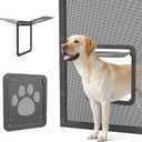Large Dog Door for Screen Door, Easy Install Lockable Pet Screen Door for Sliding Door, Doggy Screen Door, Gray, Inside size: 14''x12''