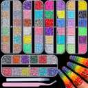 5 Boxes 20000pcs Sparkling Crystal Nail Rhinestones Pearls Kit, Flatback Multicolor Transparent Jelly AB Mermaid Gems with Pick Up Pen and Curved Tweezers for Manicure Salon & Craft DIY Designs (2mm)