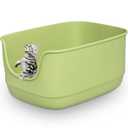 Gefryco Large Cat Litter Box with High Sided 24.6"x18.3"x12.2" - Jumbo Extra Large Open Anti - Splashing High Wall for Multiple Cats (Grey)