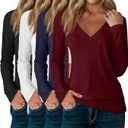 3 Pack Women's Long Sleeve Nursing Shirts with Hidden Zipper V Neck Breastfeeding Clothes Maternity Loose Fit Tops, 2XL (Black, Blue, Red)
