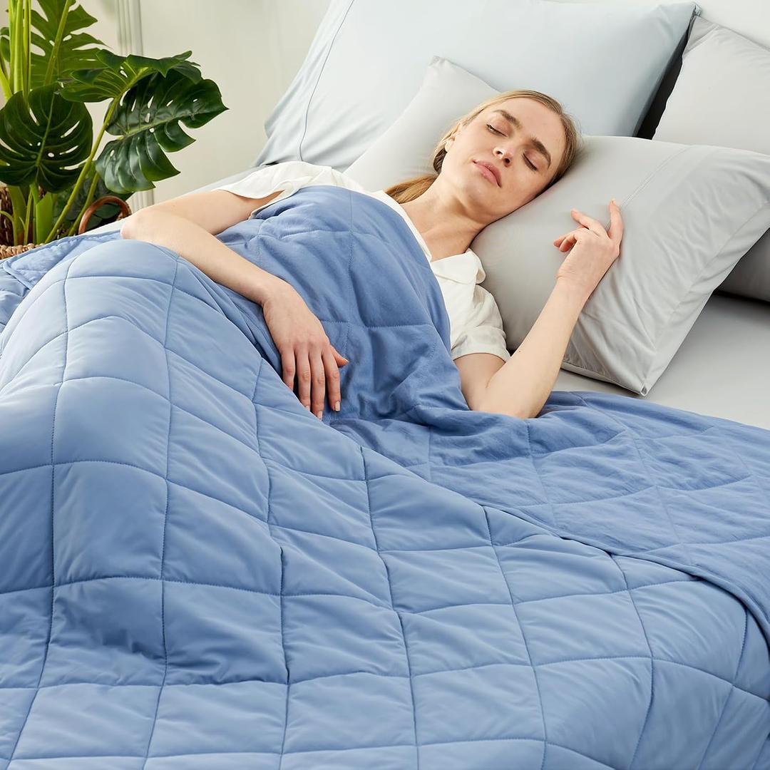 Cozy Bliss Cooling Throw Blanket for Hot Sleepers 50"x70", Q-Max 0.45 Cooling Comfort, Cold Blankets for Night Sweats Sleeping, Ultra-Cool Lightweight Breathable Summer Blanket for Couch Bed, Blue