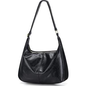 Sightor Hobo Bags for Women Leather Slouchy Bag Ultra Soft Vegan Purse Vintage Shoulder Bag Trendy Everyday Handbag (Black)