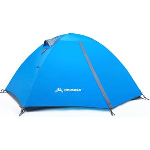 BISINNA 2/4 Person Camping Tent Lightweight Backpacking Tent Waterproof Windproof Two Doors Easy Setup Double Layer Outdoor Tents for Family Camping Hunting Hiking Mountaineering Travel (Blue)