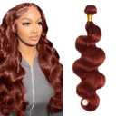 Condescension 1 Bundle Human Hair 24 Inch Body Wave Human Hair Single Bundle 100g/Pc Brown Cooper Red 33 Unprocessed Brazilian Virgin Quick Weave Hair Bundle for Black Women