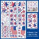4 x 4th of July Window Clings Patriotic Independence Day Labor Day Window Stickers, USA Stars Veterans Day, Fourth of July Window Decorations for School Home Office Party Supplies