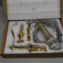 GGStudy 8-16 inch Two Handles 3 Holes Widespread Bathroom Sink Faucet Gold Basin Mixer Tap Faucet Matching Metal Pop Up Drain with Overflow