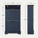 Shoe Storage Cabinet with 2 Flip Drawers, 24" W Farmhouse Modern Hidden Shoes Rack with Adjustable Shelves & Open Storage, Narrow Slim Shoe Organizer for Front Door Entrance, Entryway, Navy Blue