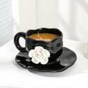 Cute Ceramic Coffee Cups, Unique Fancy Tea Cups with Saucer, 11OZ for Cappuccino Latte Milk