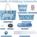 American Mahjong Game Set, Complete Mahjong Set with 160 Premium White Tiles and Mahjong Racks, Bag and Accessories for Family Party (Blue Bag)