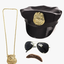 Tigerdoe Police Costume Accessories - 4 Pc Set - Police Hat, Mustache and Aviator Glasses