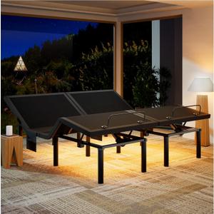 Marsail NS0 Split King Adjustable Bed Base - Smart Dual Motor Bed Frame with Wireless Remote, 3-Min Assembly, Zero Gravity & Anti-Snore Modes, Under Bed Lighting, 4 USB Ports