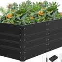 G GOOD GAIN 4x2x1.8ft Raised Garden Bed - Metal Planter Box Outdoor with Weed Barrier Fabric | Deep Root Raised Beds for Gardening Vegetables Flowers Herb Fruits (Dark Gray)