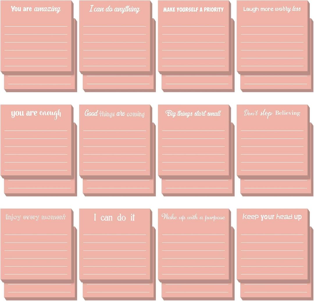 Yinder 24 Pcs Inspirational Sticky Notes Thank You Gift Motivational Sticky Note Pad Employee Appreciation Week Gift Bulk for Coworker Teacher Nurse Office Groups 3 x 3'' (Inspirational,Rose Gold)