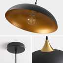 17.8" Large Black and Gold Pendant Light, Adjustable Height