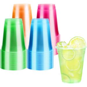 WYTAOHZL 60 Pack 12 Oz Neon Plastic Cups Glowing Plastic Neon Cups for Party Disposable Cup for Wedding Birthday and Party