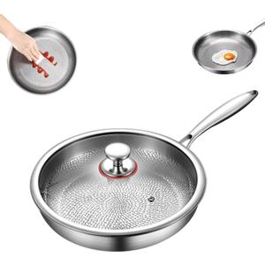 Titanium Hammered Pan Pro with Lid, 2025 New Multifunctional Ultra-Durable Scratch-Resistant Non Stick, Even Heating For Cooking (11.81IN/Lid)