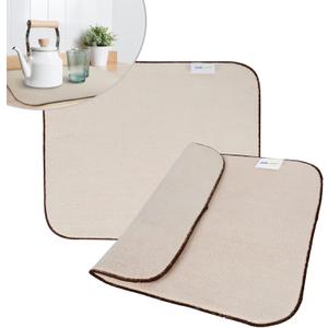 SINLAND Microfiber Dish Drying Mat Super Absorbent Dish Drying Pad for Drainer Kitchen Counter, Large Size Mat for Countertops or Sinks 16Inch X 18Inch Beige 2 Pack