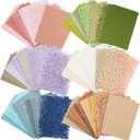 96 Sheets Textured Scrapbook Paper and Mesh Fabric Assorted Set - 6 Pack Mixed Special Paper for Scrapbooking Planner Bullet Junk Journal Supplies Mixed Media Collage Card Embellishments 3.9x5.5 Inch