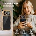 QVLANG for iPhone 16 Pro Max Case, Cute Wave Frame Curly Case, Plating Edge Soft Cover with Love Heart[1x Screen Protector] Soft TPU with[Full Camera Protection] Phone Cases for Women Girls, Black