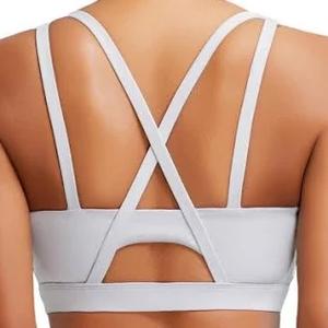 RUNNING GIRL Sports Bras for Women High Support, Criss-Cross Back Strappy Sports Bras for Women with Sewn in Pads(WX3081_Grey_XL)