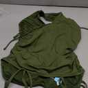 Yonique Women Strapless One Piece Swimsuit Tummy Control Bandeau Bathing Suit Cheeky Swimwear (Medium, Army Green)