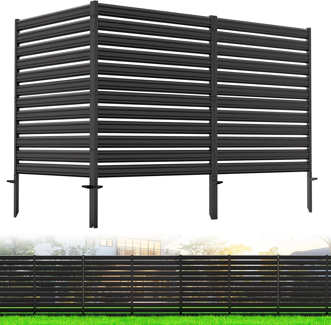3 Panels No-Dig Metal Privacy Fence Screen, 42" H 38" W Outdoor Air Conditioner Fence, Rustproof AC Unit Cover to Hide Trash Bins, Pool Equipment Enclosure, Decorative Garden, Patio & Backyard