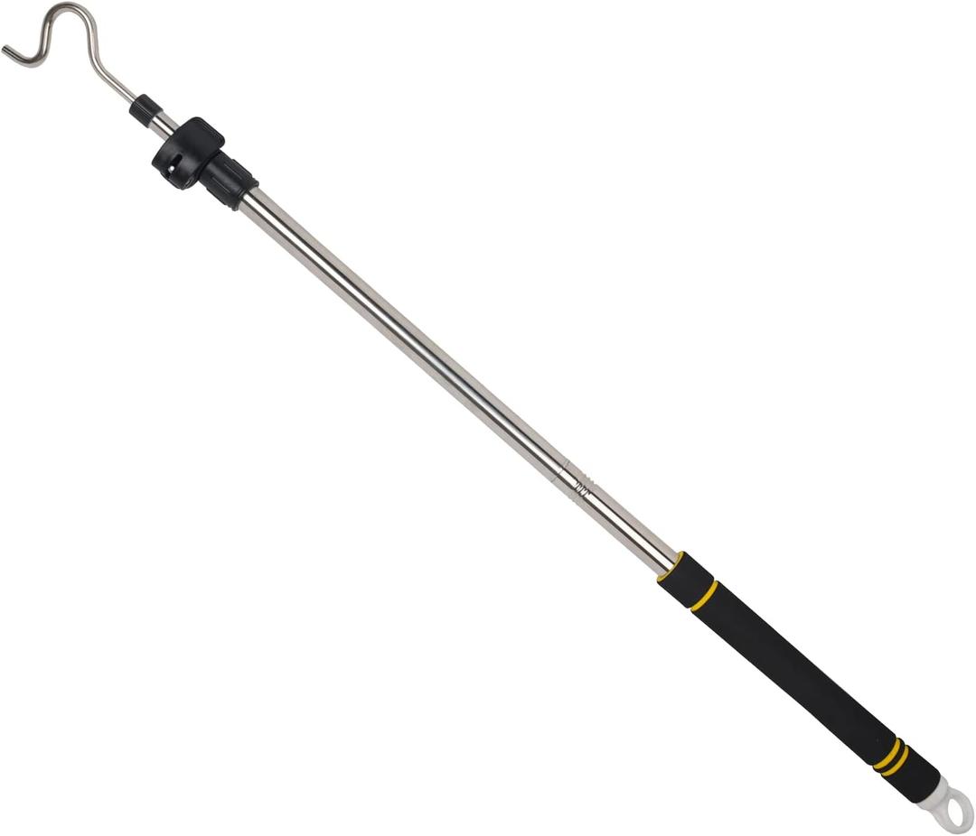 Clothes Hanger Reaching Hook Telescopic Adjustment clothes hook pole Light and can Extend from 37" to 65" with 4.7 "Hook and Sponge Handle.